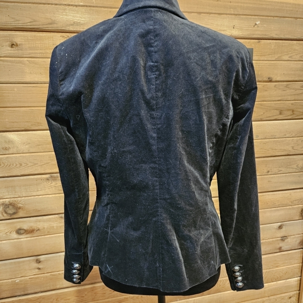 Anthropologie Ryegrass Black Velvet Double Breasted Blazer Size 8 - Picture 6 of 7